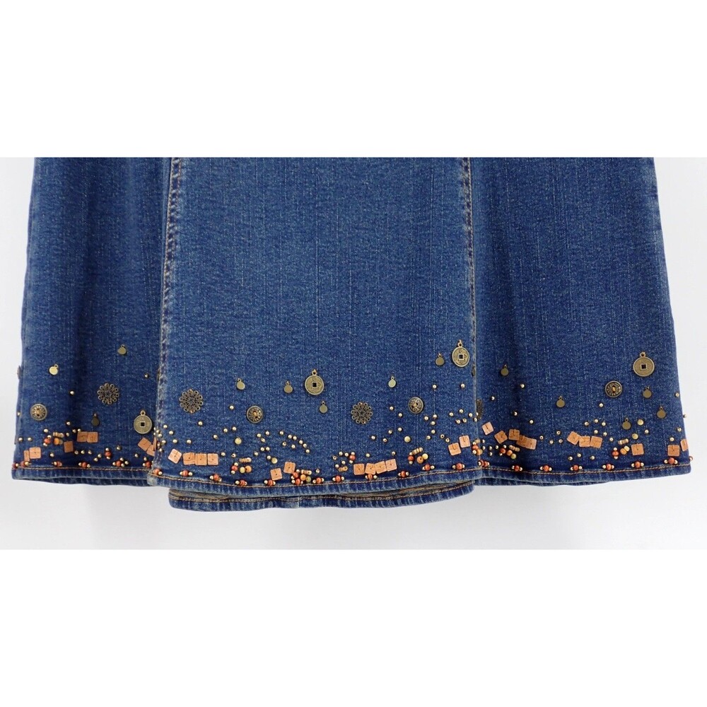 City Girl Embellished Blue Denim Blazer Sz Medium & Skirt Sz 6 Matched 2 pc Set - Picture 9 of 12